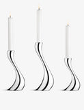 Georg Jensen Cobra small three-piece candleholder set in stainless steel (British brand)