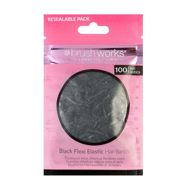 Brushworks Black Hair Bands 100pcs - British product