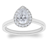 Costco UK Platinum 0.90ctw Pear & Round Brilliant Cut Diamond Halo Ring - Size K- Buy online at McGrocer
