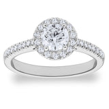 Costco UK Costco 0.97ctw Round Brilliant Cut Diamond Halo Ring Platinum Size K- Buy online at McGrocer