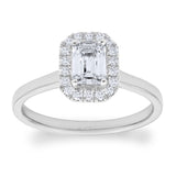Costco diamond ring 0.76ctw emerald cut platinum size N - British product