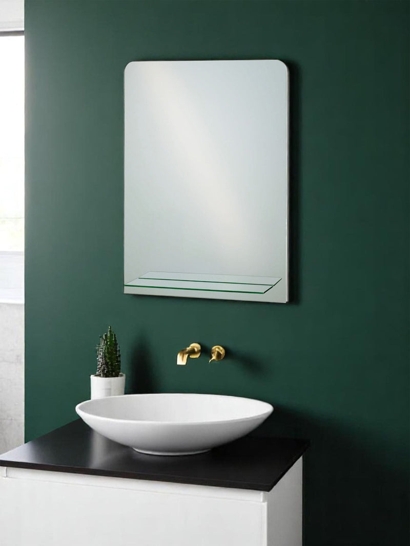 Showerdrape Rochester rectangular bathroom mirror with shelf 70cm x 50cm (British brand)