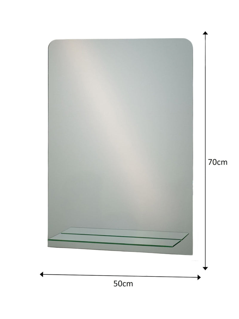 Showerdrape Rochester rectangular bathroom mirror with shelf 70cm x 50cm (British brand)