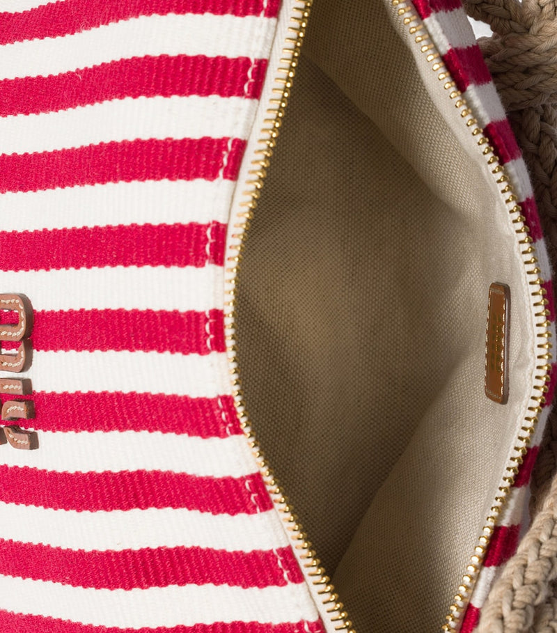 Miu Miu red and white cotton stripe pouch bag 18.5cm (British brand)