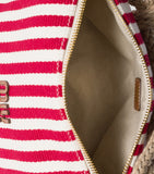 Miu Miu red and white cotton stripe pouch bag 18.5cm (British brand)
