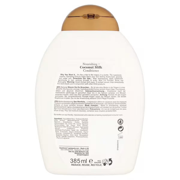 OGX coconut milk conditioner 385ml, imported from the UK
