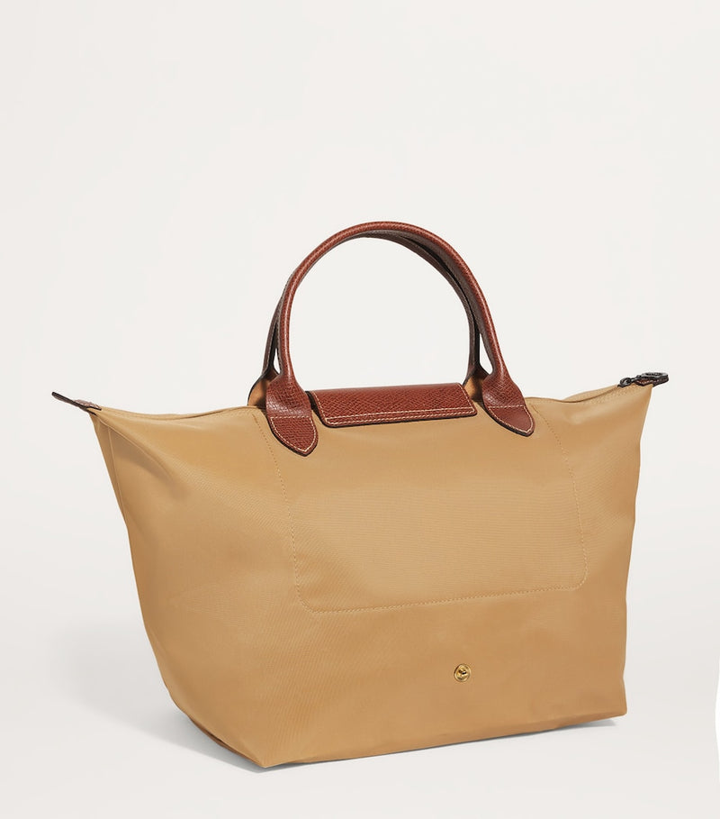 Longchamp Le Pliage medium handbag with leather trims, UK version
