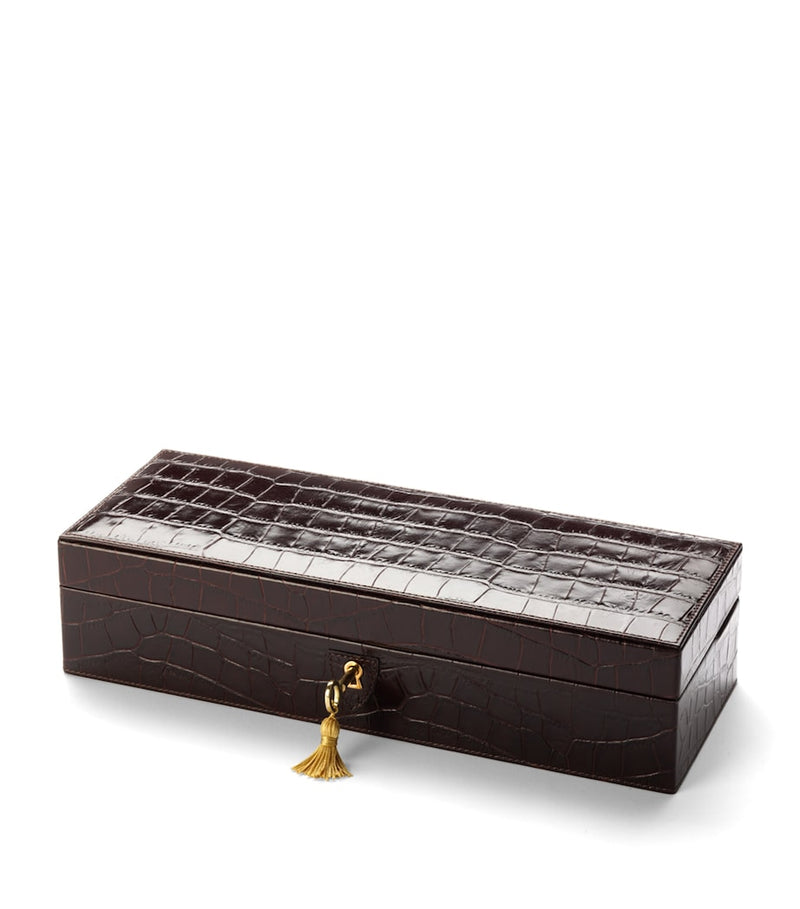 Aspinal of London croc print watch box, UK version