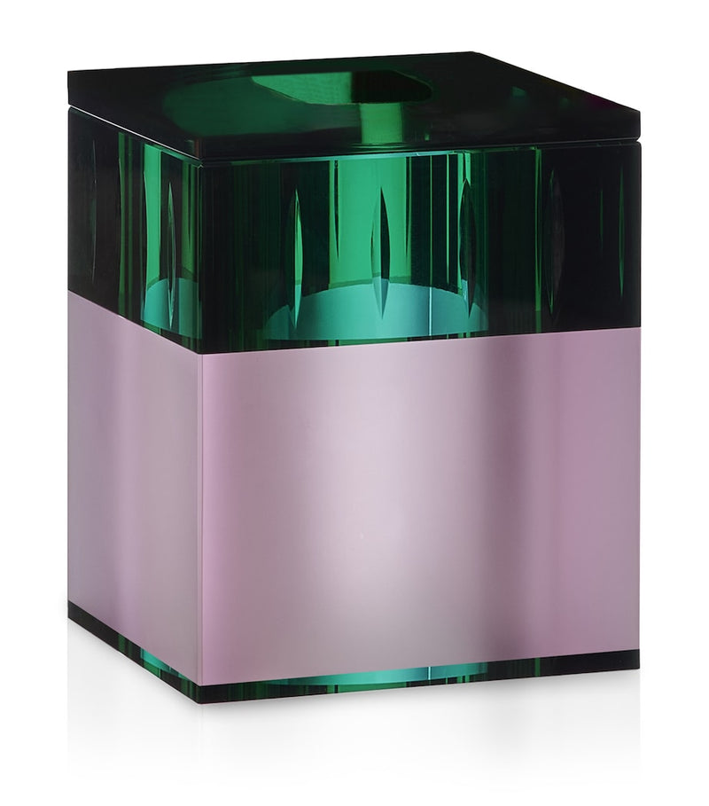 Reflections Copenhagen green crystal tissue box, imported from the UK