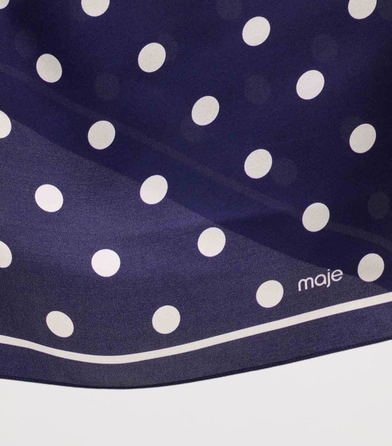 Maje silk polka-dot scarf 60x60cm, imported from the UK