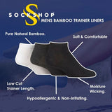 Sockshop bamboo trainer liner socks 3 pack, imported from the UK