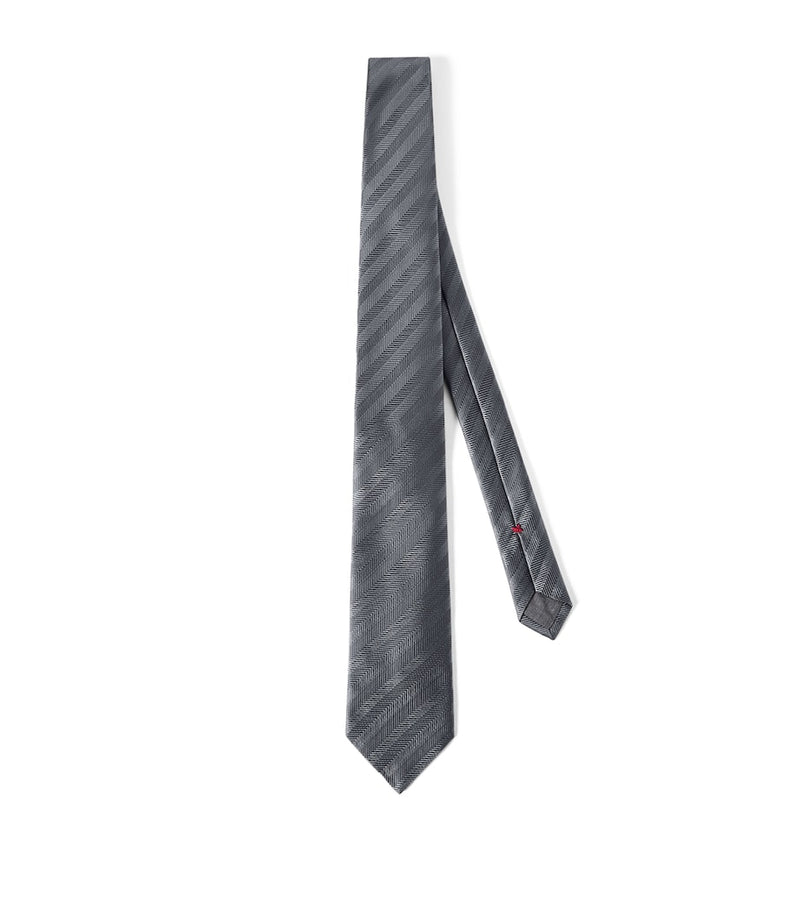Brunello Cucinelli silk stripe jacquard tie 152cm, UK version