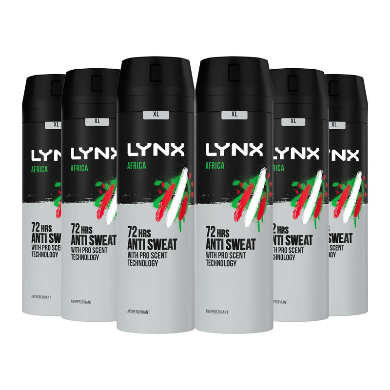 Lynx Africa squeezed mandarin and sandalwood anti-perspirant spray 6 x 200ml, UK version