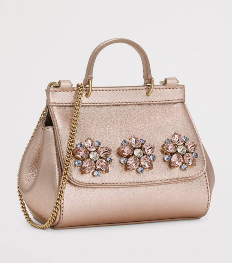 Dolce&Gabbana Kids Sicily handbag with crystal flowers, imported from the UK