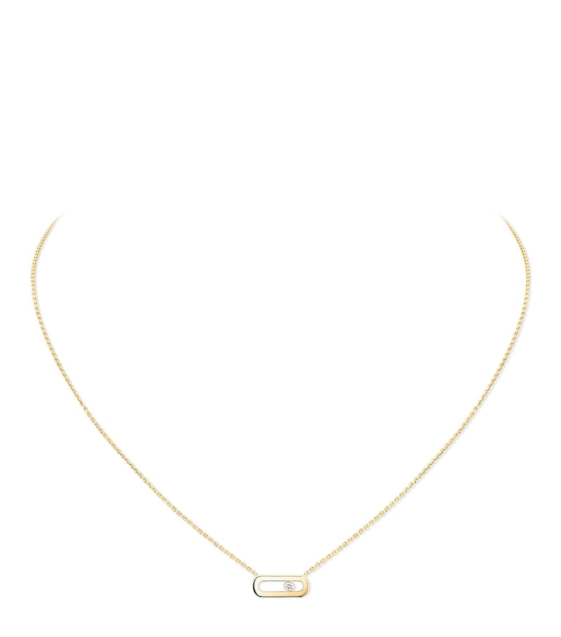Messika Move Uno yellow gold and diamond necklace 0.02ct, imported from the UK