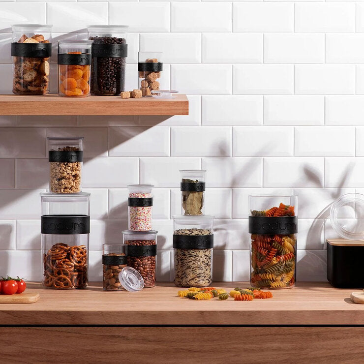 Bodum food storage jars set of 12 assorted sizes, imported from the UK