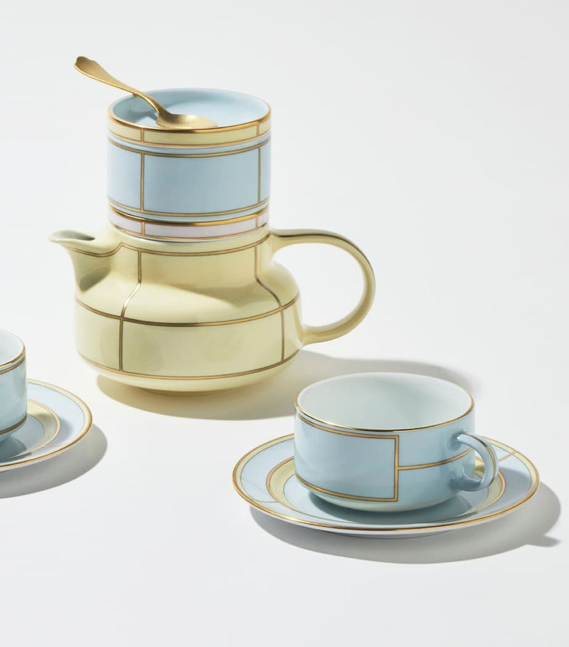 Ginori 1735 Celeste teacup and saucer set, UK version