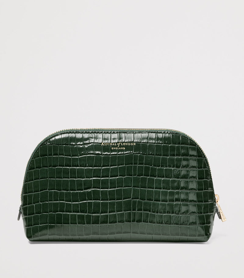 Aspinal of London small leather croc-embossed cosmetic case - British product