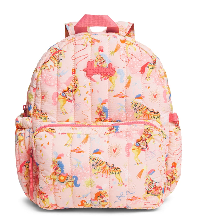 Harrods quilted pony parade backpack for children, imported from the UK