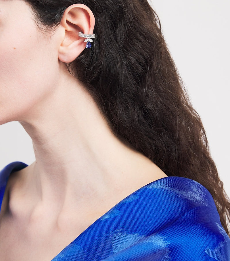 Yeprem white gold diamond and sapphire ear cuff - British product