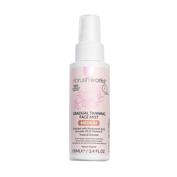 Brushworks Gradual Tanning Face Mist Medium 100ml - British product
