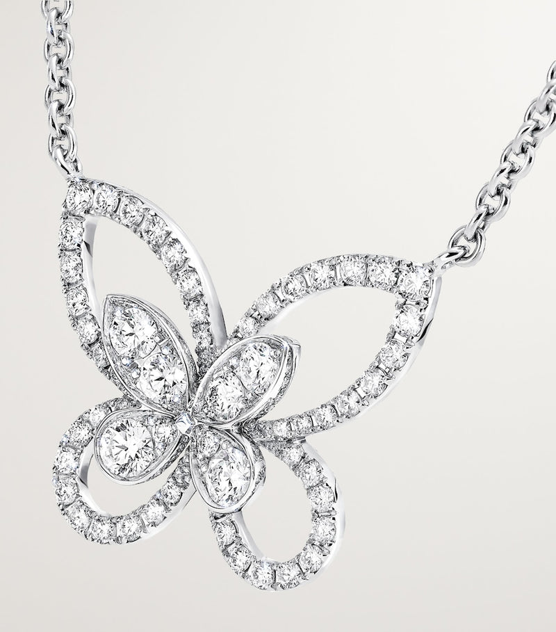 Graff white gold diamond butterfly necklace 46cm, UK version