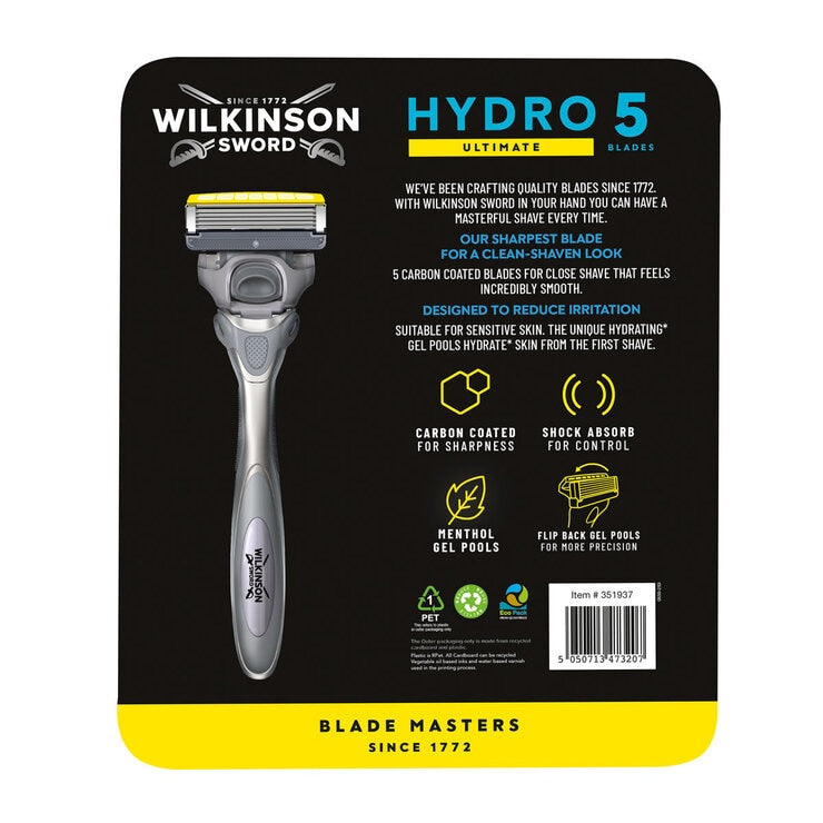 Wilkinson Sword Hydro 5 Ultimate manual razor with 9 blades and handle (British brand)
