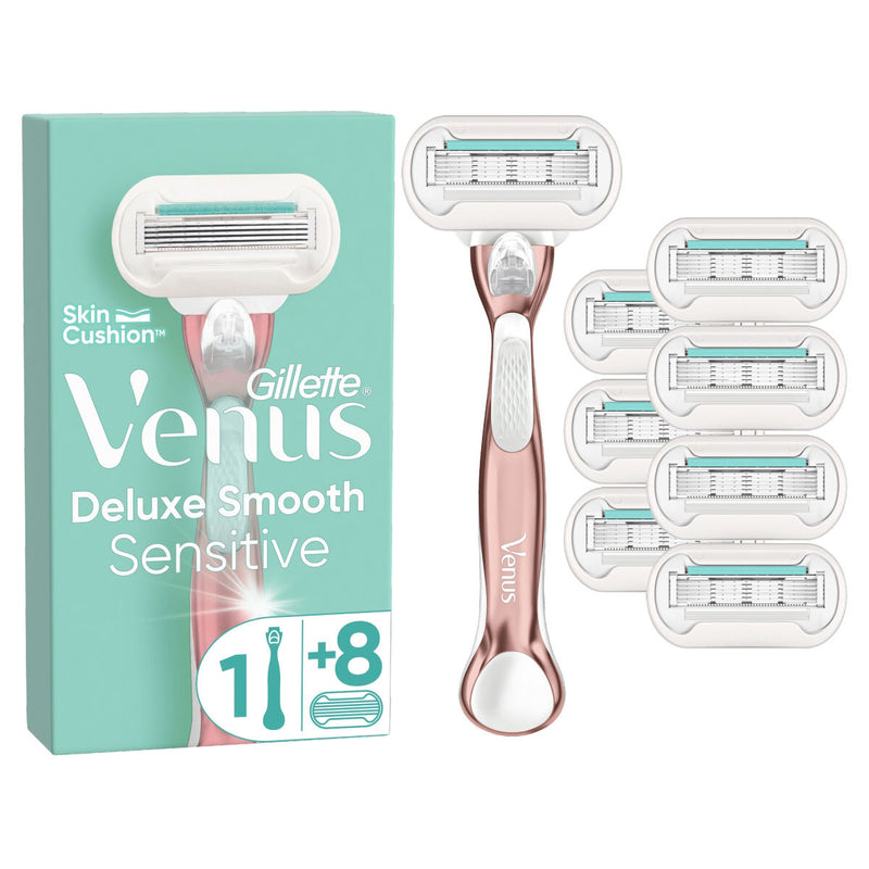 Gillette Venus Deluxe Smooth Sensitive Razor 8 Blades, UK version