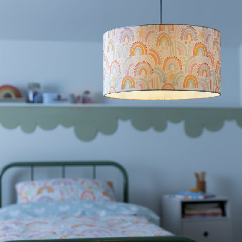Habitat Kids Rainbow Printed Lampshade Fabric Drum Shade 35cm, UK version