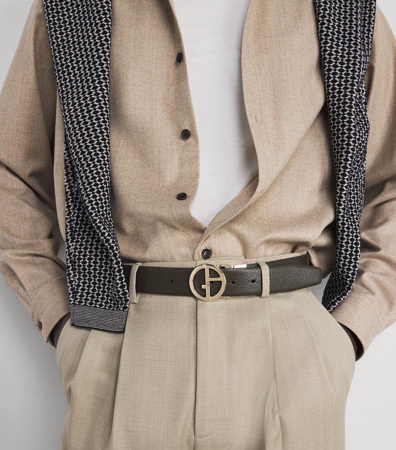 Giorgio Armani palladium-plated GA logo belt buckle, imported from the UK