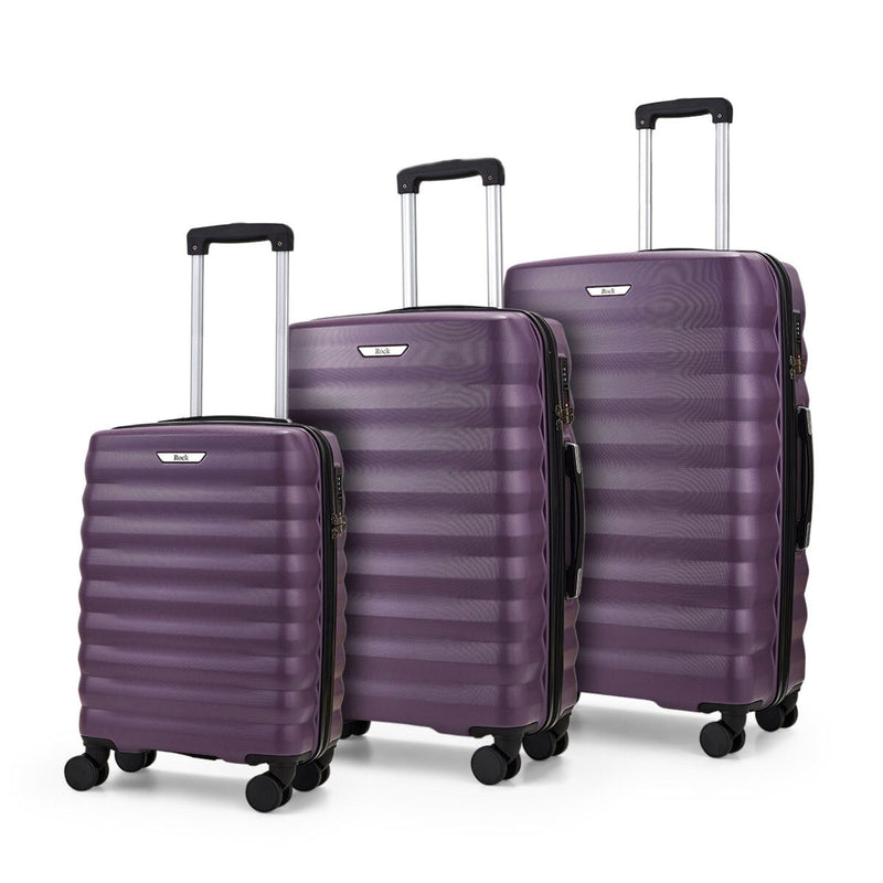Rock 3 piece hardside luggage set in purple, imported from the UK