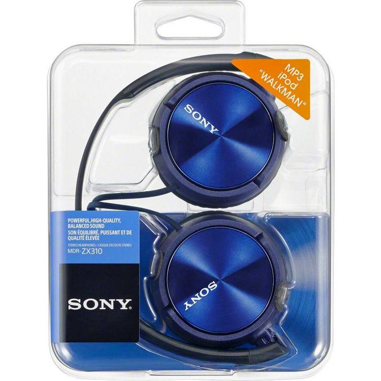 Sony ZX310 on-ear headphones blue (British brand)