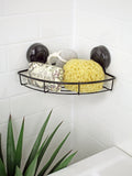 Showerdrape black Suctionloc corner basket (British brand)