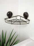 Showerdrape black Suctionloc corner basket (British brand)