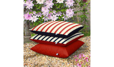 rucomfy Gestreifter Roter Indoor Outdoor Sitzsack Kissen, 70x70x10cm