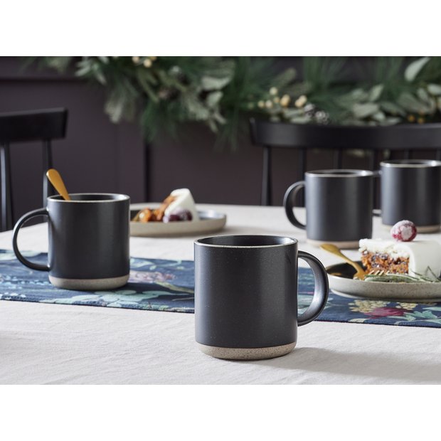 Habitat black stoneware mugs set of 4 410ml, UK version