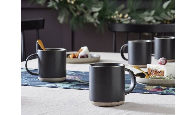Habitat black stoneware mugs set of 4 410ml, UK version