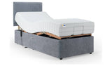 Grey single adjustable bed with memory foam mattress, imported from the UK