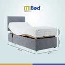 Mibed memory single adjustable bed with grey memory foam mattress, imported from the UK