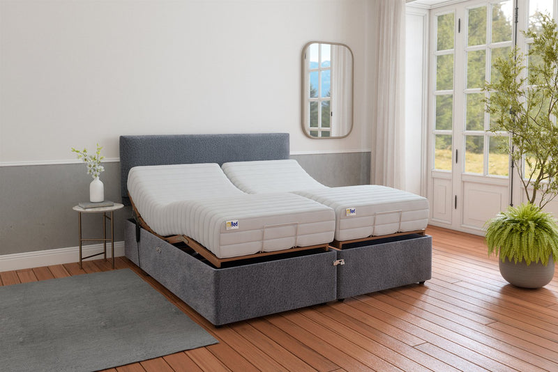 Mibed Adjustable Bed Frame and Mattress Grey Superking, imported from the UK