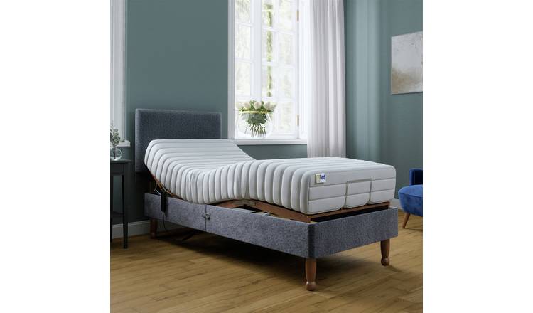 Mibed Memory Single Adjustable Bed with Mattress Grey, imported from the UK