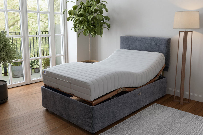 Mibed Memory Adjustable Bed with Mattress Grey SmallDouble, imported from the UK