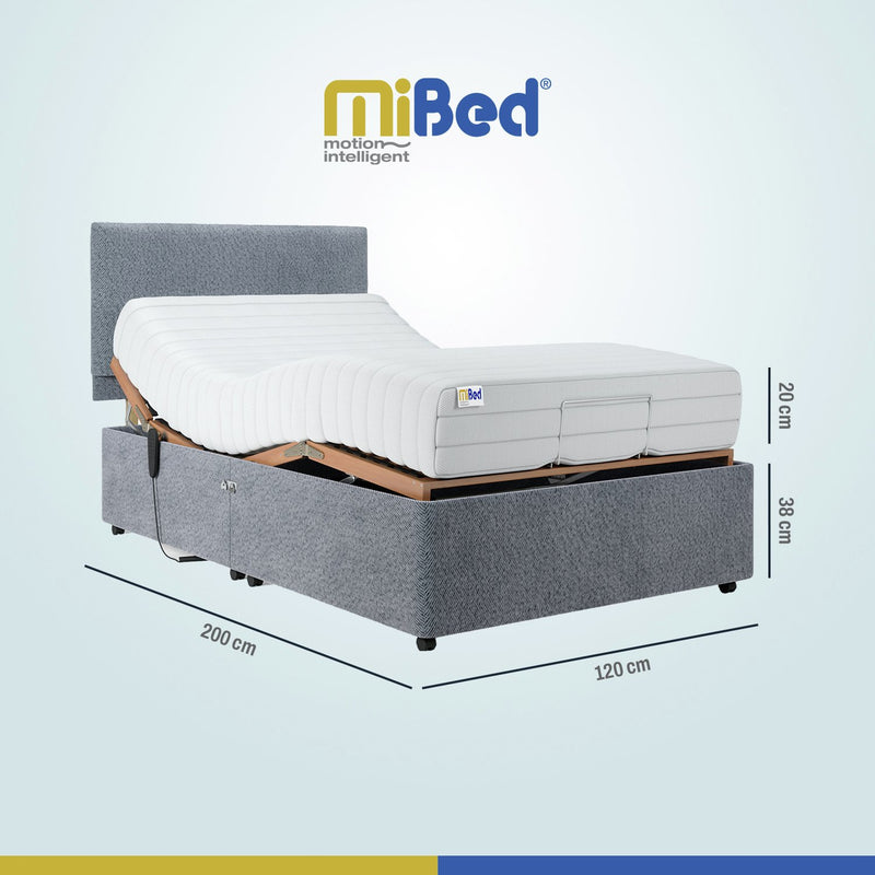 Mibed Memory Adjustable Bed with Mattress Grey SmallDouble, imported from the UK