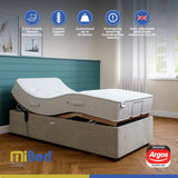 Mibed adjustable bed and mattress Dark Grey Single, imported from the UK