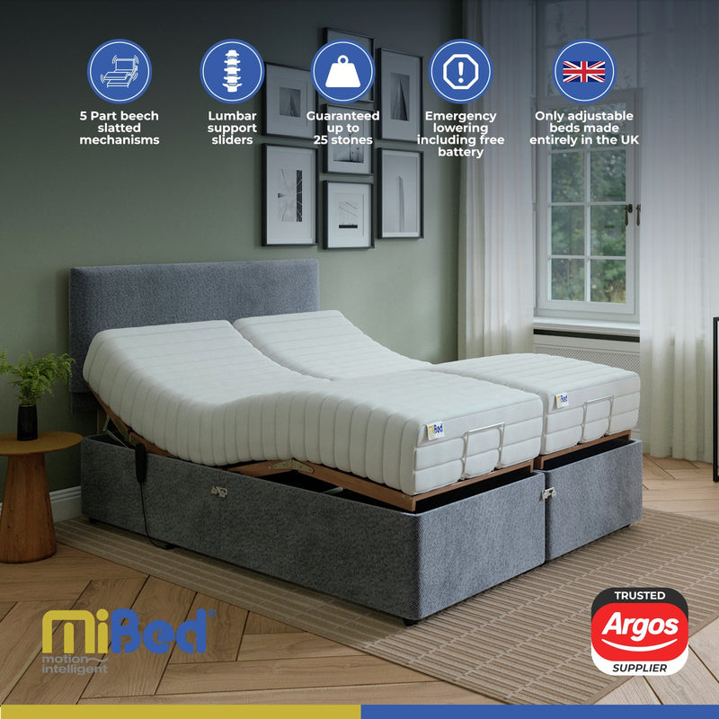 Mibed Memory Adjustable Bed Grey 150x200cm imported from the UK