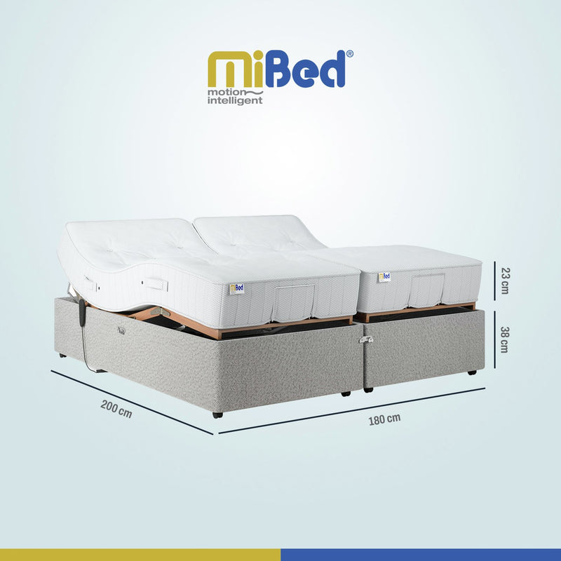 Mibed superking adjustable bed and mattress set in grey, imported from the UK