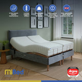 Mibed Adjustable Bed with Mattress Grey Kingsize, imported from the UK
