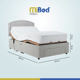 Mibed Small Double Adjustable Bed with Storage Drawer and Mattress in Grey, imported from the UK