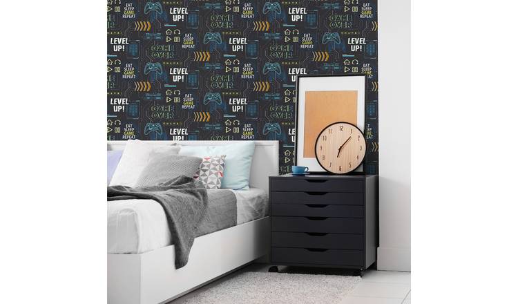 Fresco Game Over Black wallpaper 52cm x 10m roll - British product