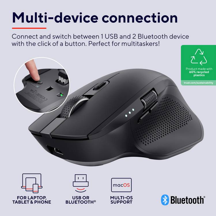 Trust Ozaa Plus wireless mouse black, imported from the UK